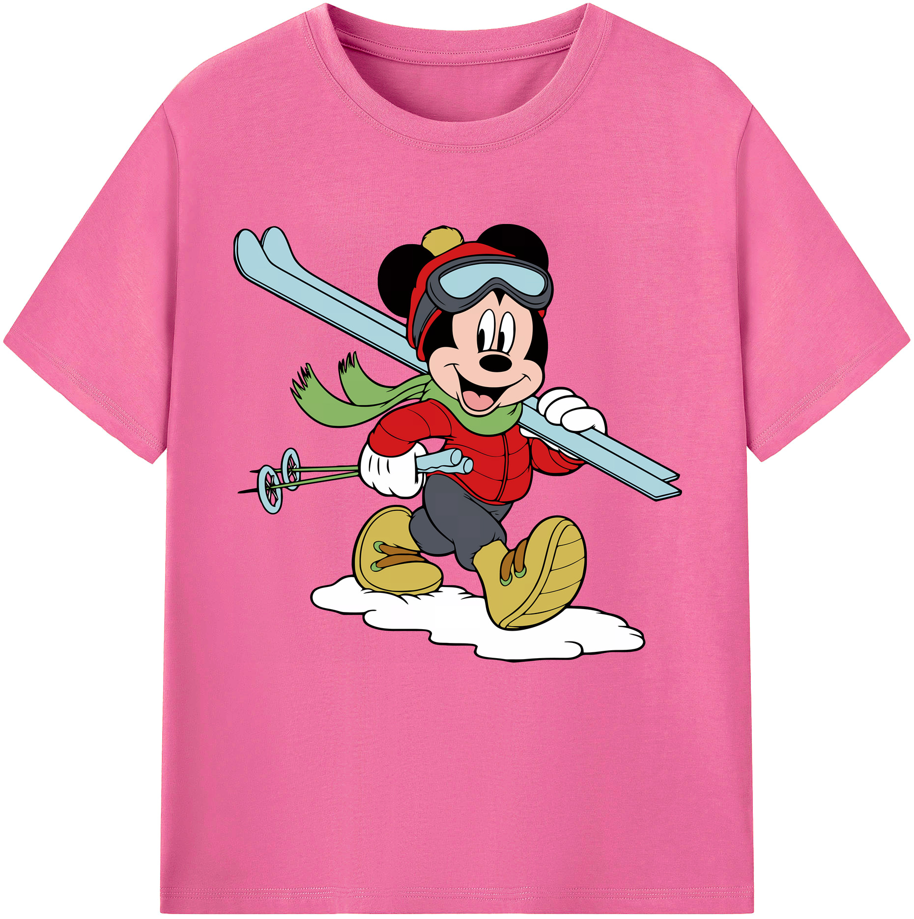 ミッキーマウス Mickey Mouse レディースカジュアルプリントTシャツ（綿100％）